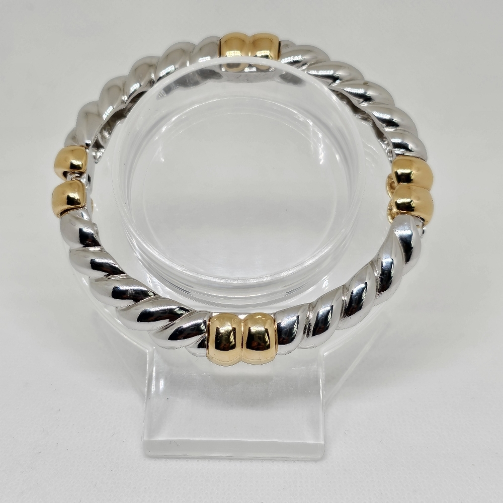 Givenchy Two Tone Gold Plated Bangle Bracelet 6.5" - image 1